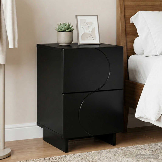 vidaXL Bedside Cabinet Black 33.5 x 34.5 x 50 cm Engineered Wood