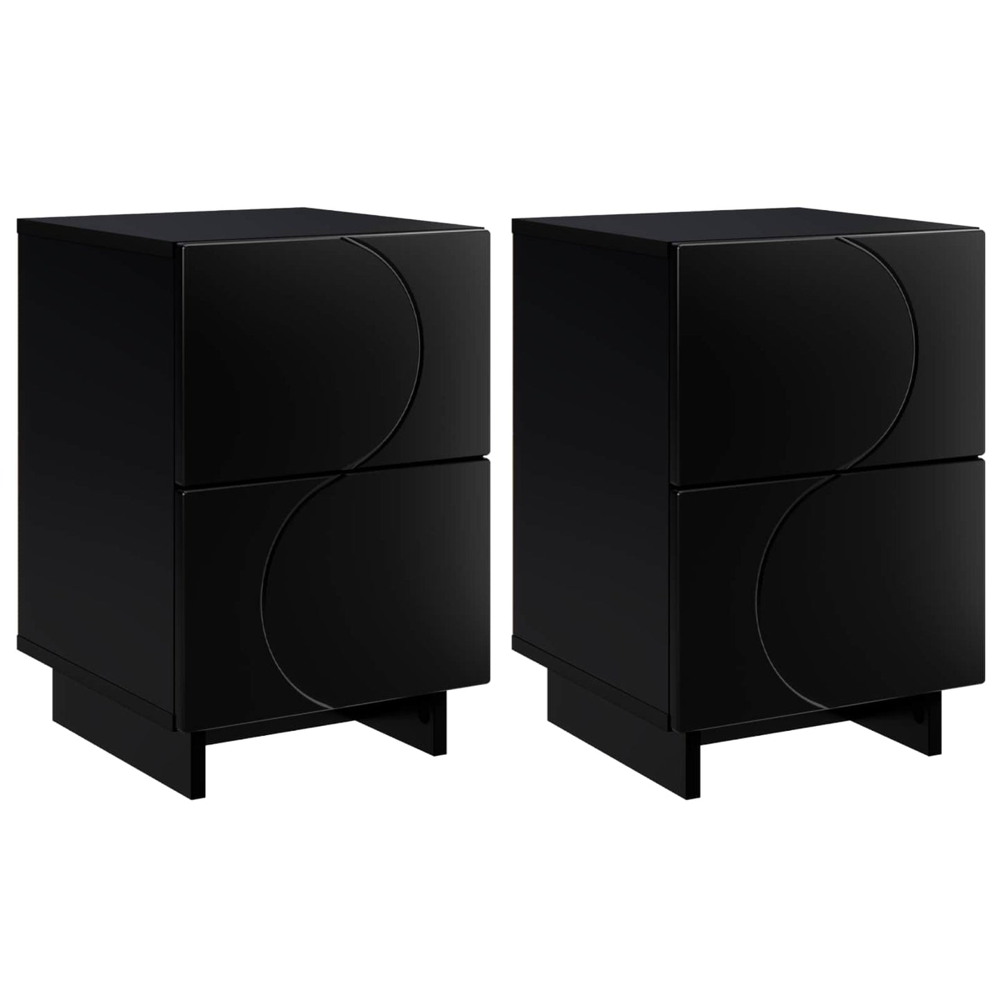 vidaXL Bedside Cabinet 2 pcs Black 33.5 x 34.5 x 50 cm Engineered Wood