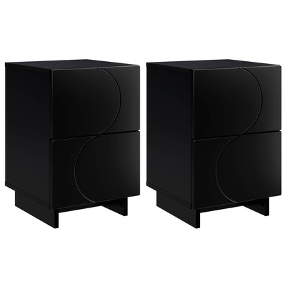 vidaXL Bedside Cabinet 2 pcs Black 33.5 x 34.5 x 50 cm Engineered Wood