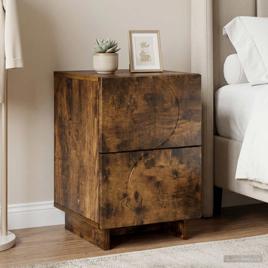 vidaXL Bedside Cabinet Smoked Oak 33.5 x 34.5 x 50 cm Engineered Wood