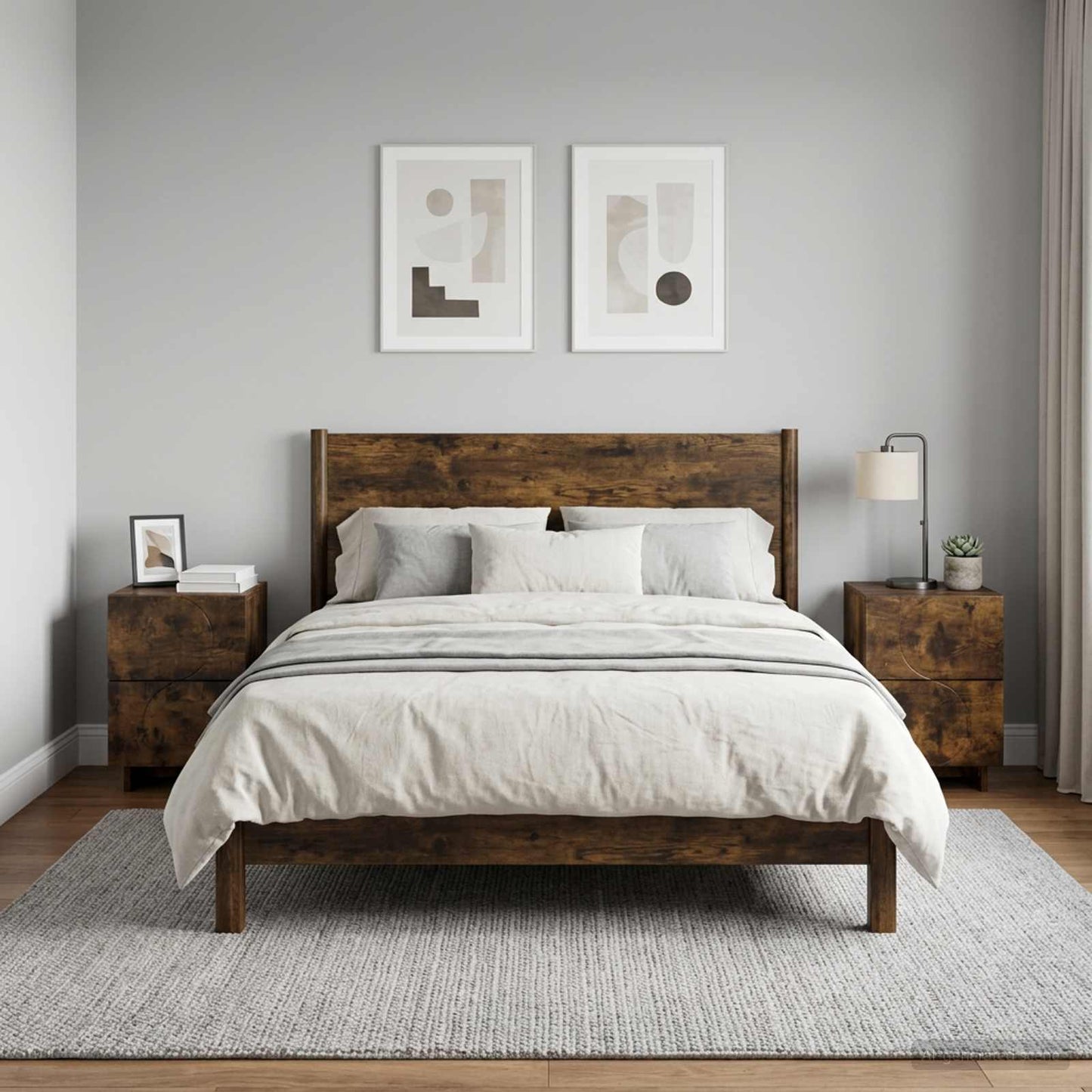 vidaXL Bedside Cabinet 2 pcs Smoked Oak 33.5 x 34.5 x 50 cm