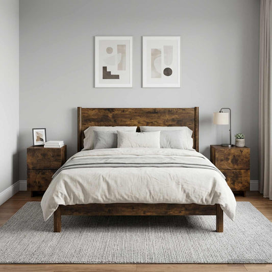 vidaXL Bedside Cabinet 2 pcs Smoked Oak 33.5 x 34.5 x 50 cm