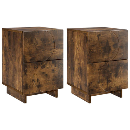 vidaXL Bedside Cabinet 2 pcs Smoked Oak 33.5 x 34.5 x 50 cm