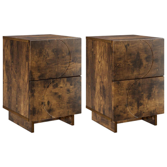 vidaXL Bedside Cabinet 2 pcs Smoked Oak 33.5 x 34.5 x 50 cm