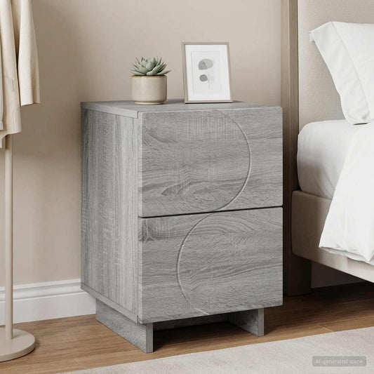 vidaXL Bedside Cabinet Grey Sonoma 33.5 x 34.5 x 50 cm Engineered Wood