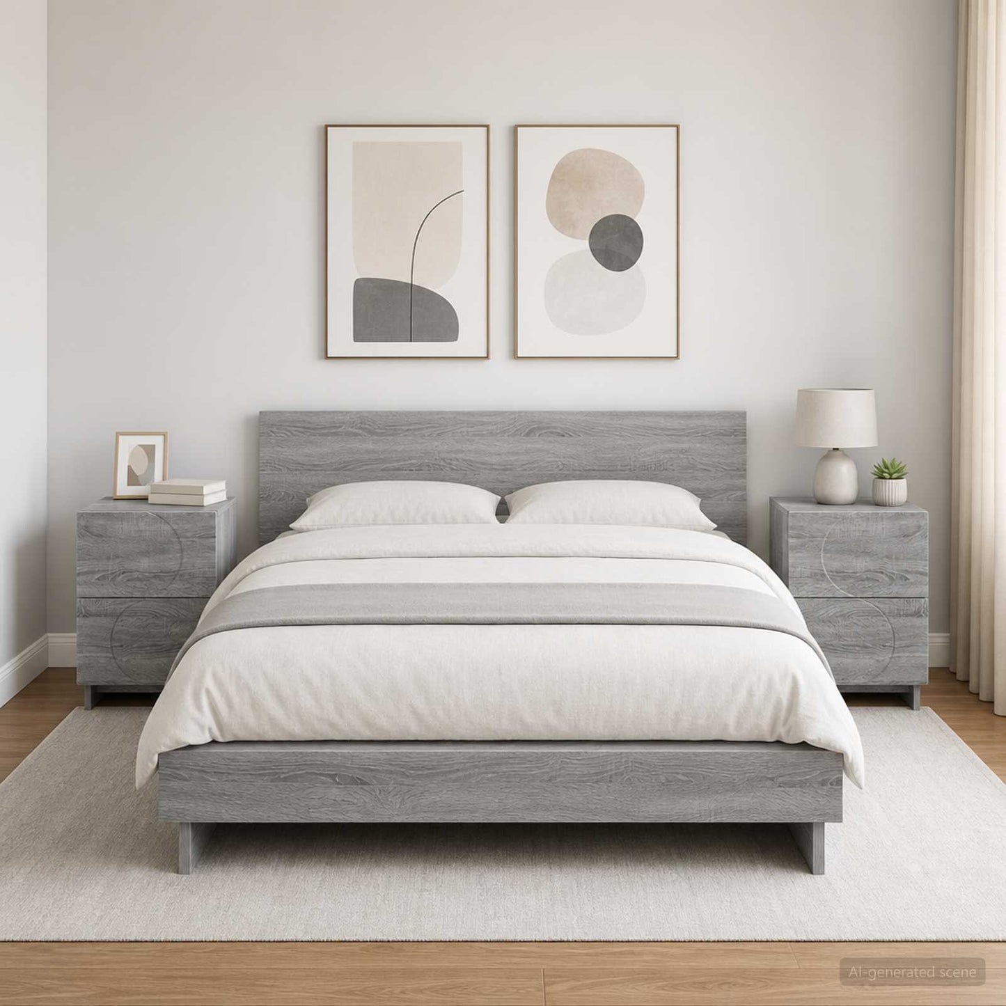 vidaXL Bedside Cabinet 2 pcs Grey Sonoma 33.5 x 34.5 x 50 cm