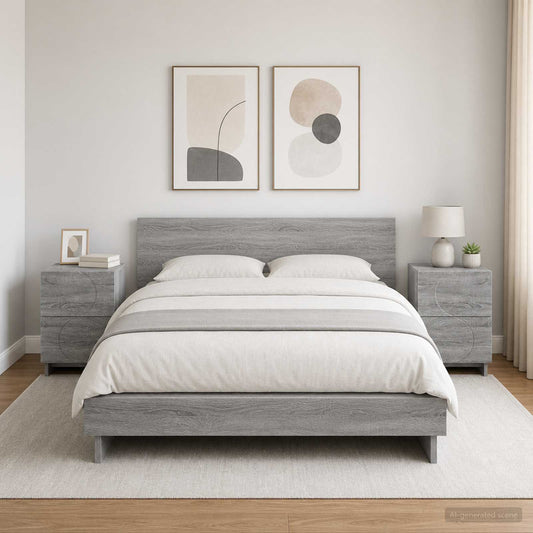 vidaXL Bedside Cabinet 2 pcs Grey Sonoma 33.5 x 34.5 x 50 cm