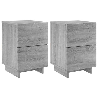 vidaXL Bedside Cabinet 2 pcs Grey Sonoma 33.5 x 34.5 x 50 cm