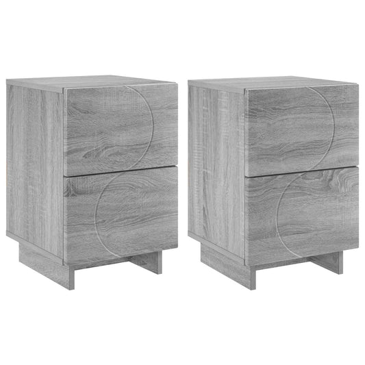 vidaXL Bedside Cabinet 2 pcs Grey Sonoma 33.5 x 34.5 x 50 cm