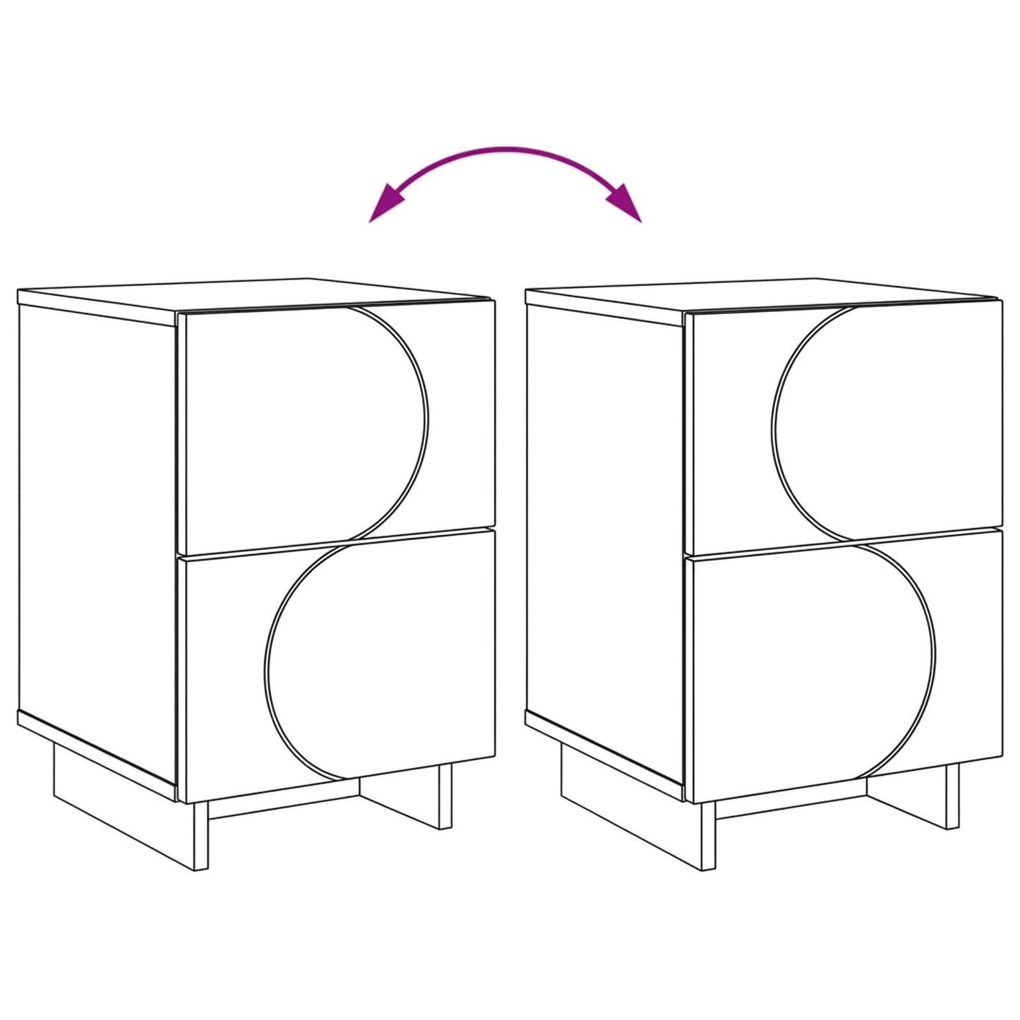 vidaXL Bedside Cabinet 2 pcs Grey Sonoma 33.5 x 34.5 x 50 cm