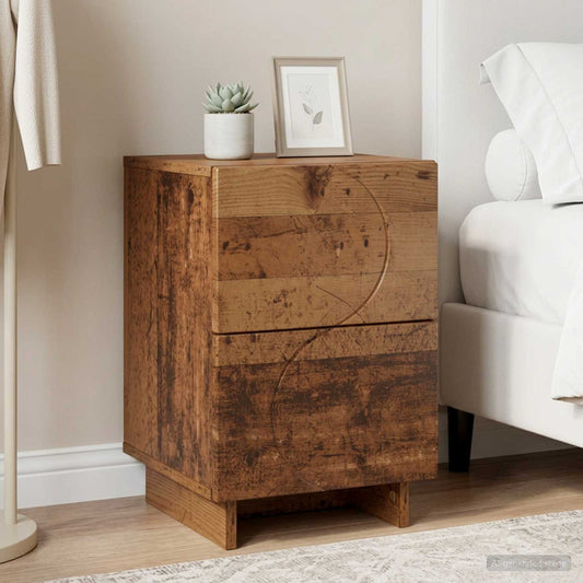 vidaXL Bedside Cabinet Old Wood 33.5 x 34.5 x 50 cm Engineered Wood