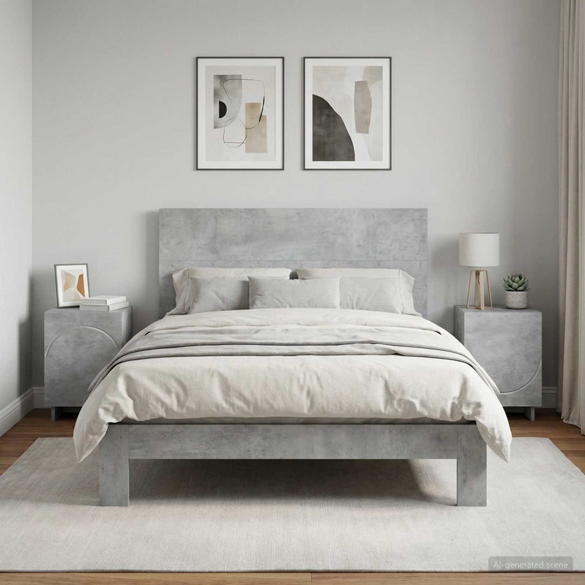 vidaXL Bedside Cabinet 2 pcs Concrete Grey 33.5 x 34.5 x 50 cm