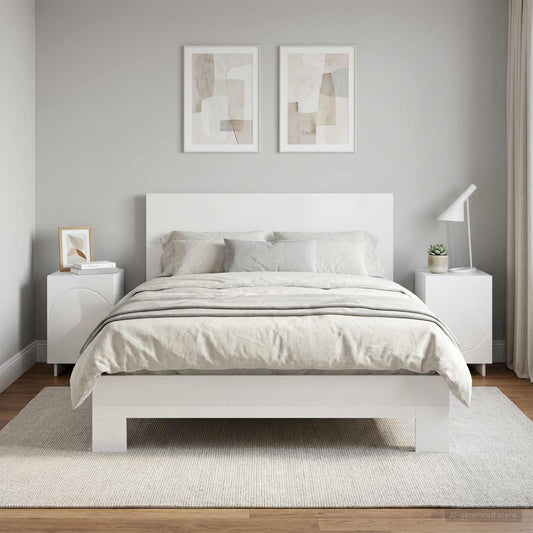 vidaXL Bedside Cabinet 2 pcs High Gloss White 33.5 x 34.5 x 50 cm