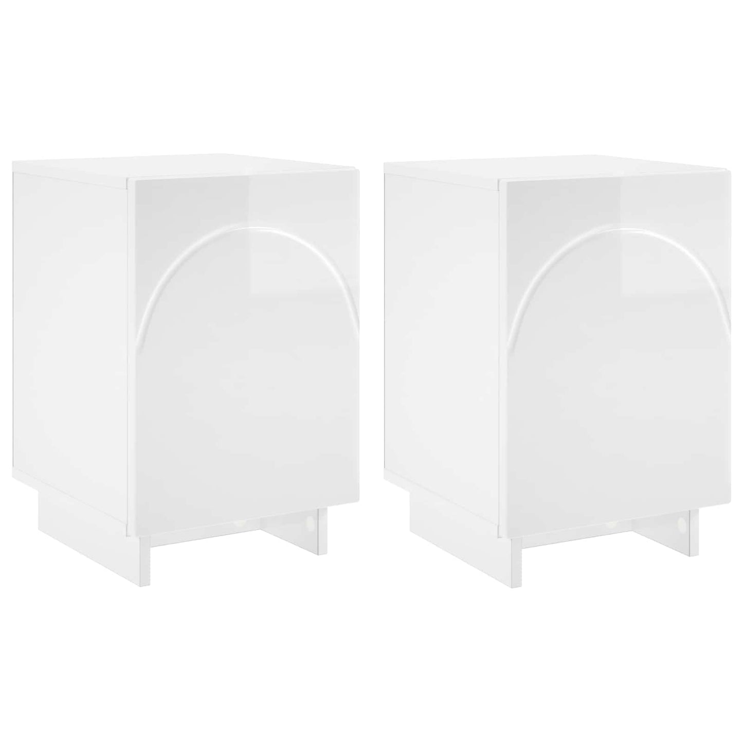 vidaXL Bedside Cabinet 2 pcs High Gloss White 33.5 x 34.5 x 50 cm