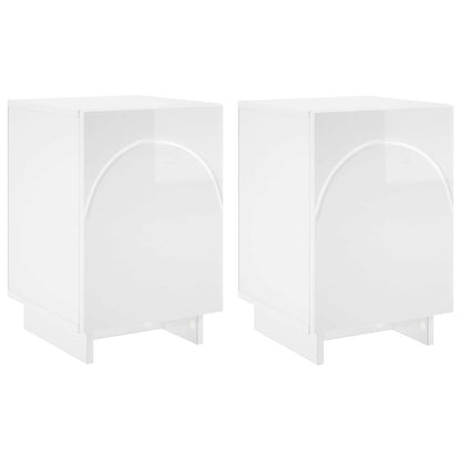 vidaXL Bedside Cabinet 2 pcs High Gloss White 33.5 x 34.5 x 50 cm