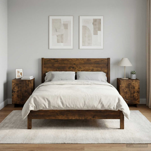vidaXL Bedside Cabinet 2 pcs Smoked Oak 33.5 x 34.5 x 50 cm