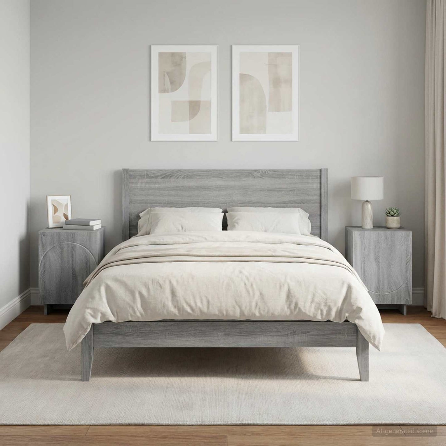 vidaXL Bedside Cabinet 2 pcs Grey Sonoma 33.5 x 34.5 x 50 cm