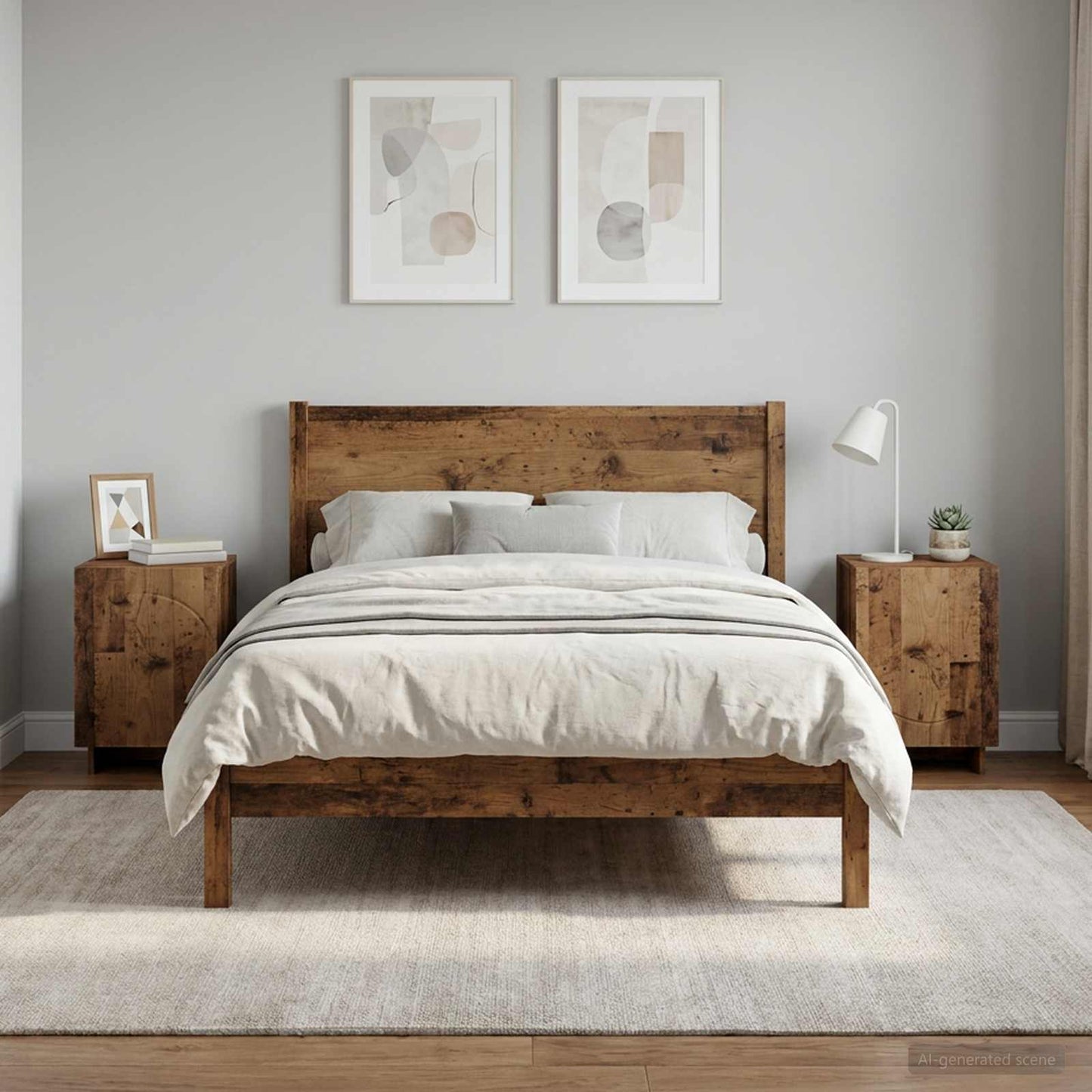 vidaXL Bedside Cabinet 2 pcs Old Wood 33.5 x 34.5 x 50 cm