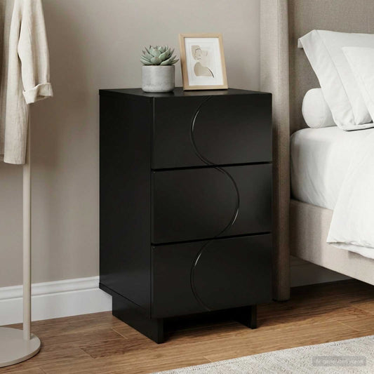 vidaXL Bedside Cabinet Black 33.5 x 34.5 x 60 cm Engineered Wood