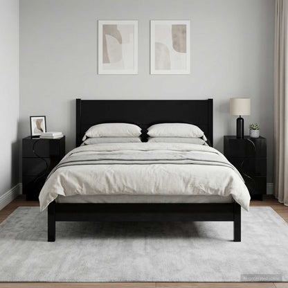 vidaXL Bedside Cabinet 2 pcs Black 33.5 x 34.5 x 60 cm Engineered Wood