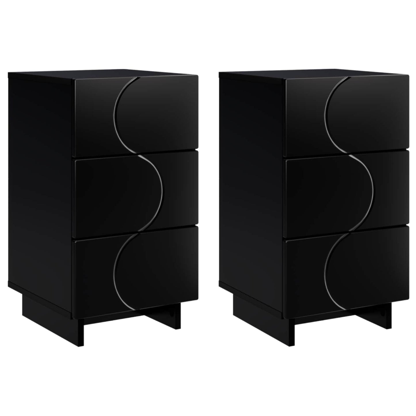 vidaXL Bedside Cabinet 2 pcs Black 33.5 x 34.5 x 60 cm Engineered Wood