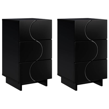 vidaXL Bedside Cabinet 2 pcs Black 33.5 x 34.5 x 60 cm Engineered Wood