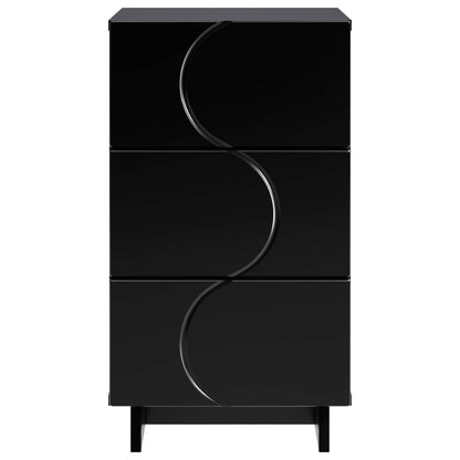 vidaXL Bedside Cabinet 2 pcs Black 33.5 x 34.5 x 60 cm Engineered Wood