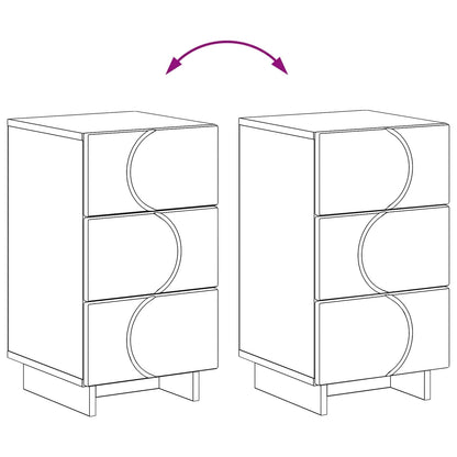vidaXL Bedside Cabinet 2 pcs Black 33.5 x 34.5 x 60 cm Engineered Wood