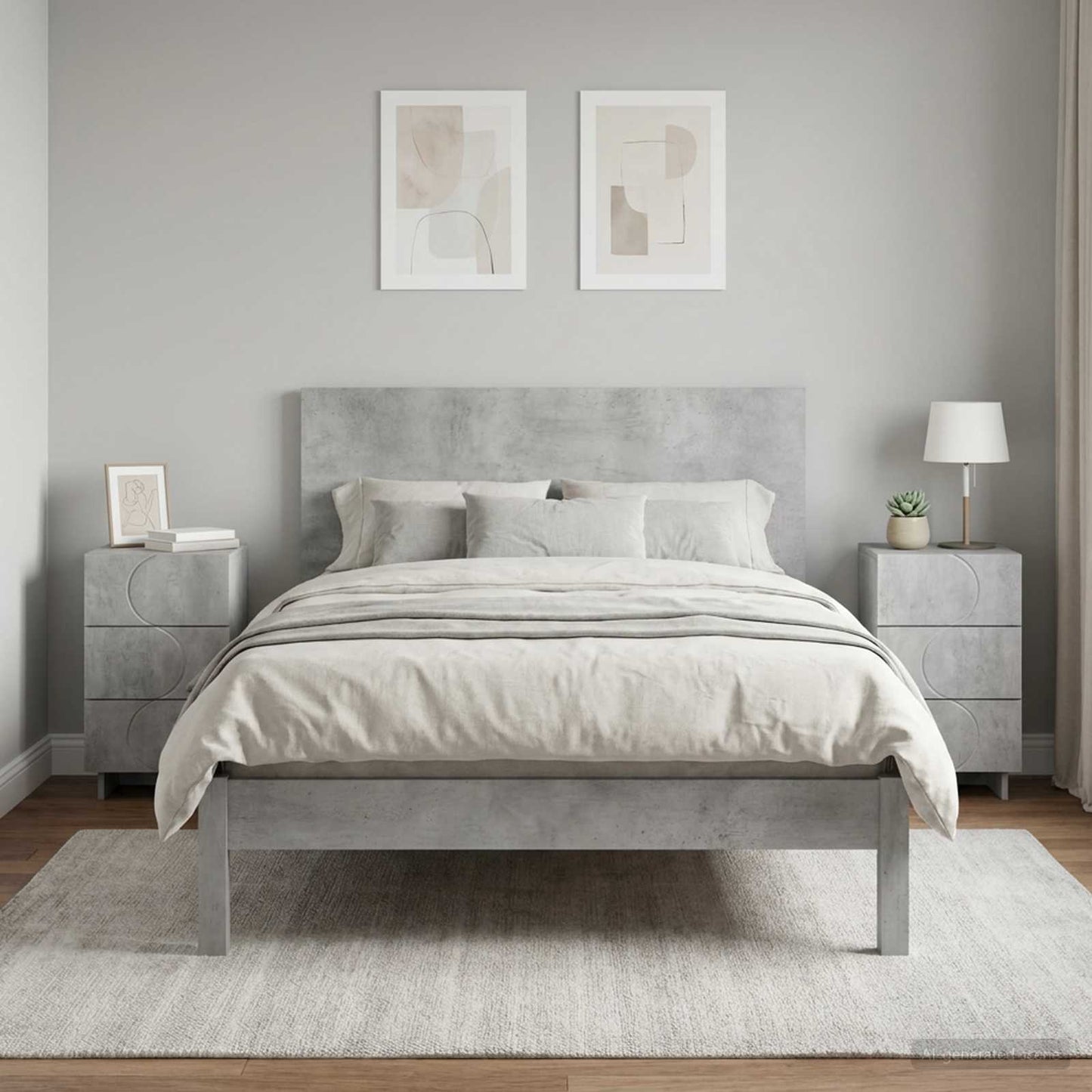vidaXL Bedside Cabinet 2 pcs Concrete Grey 33.5 x 34.5 x 60 cm