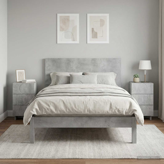 vidaXL Bedside Cabinet 2 pcs Concrete Grey 33.5 x 34.5 x 60 cm