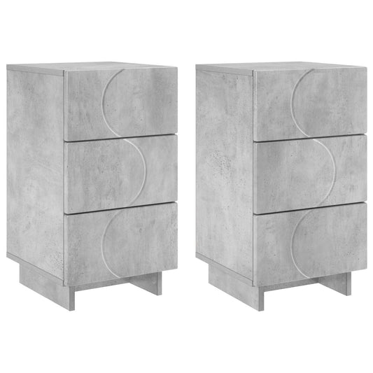 vidaXL Bedside Cabinet 2 pcs Concrete Grey 33.5 x 34.5 x 60 cm