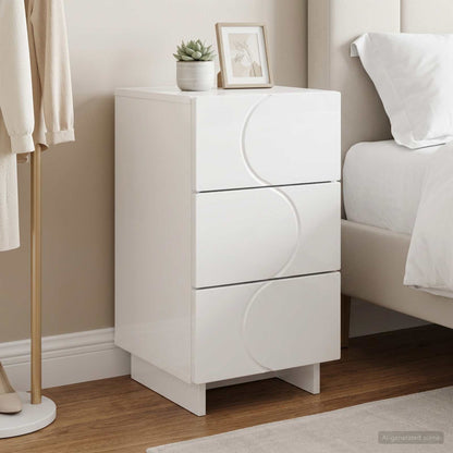 vidaXL Bedside Cabinet High Gloss White 33.5 x 34.5 x 60 cm
