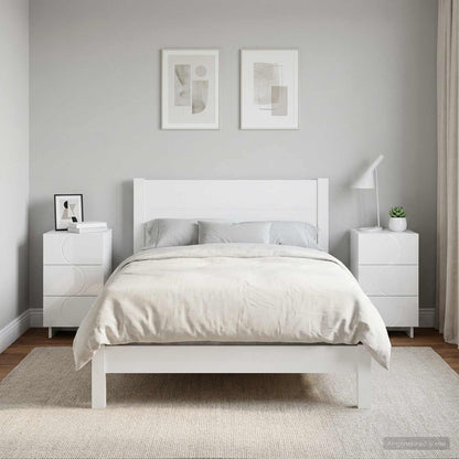 vidaXL Bedside Cabinet 2 pcs High Gloss White 33.5 x 34.5 x 60 cm