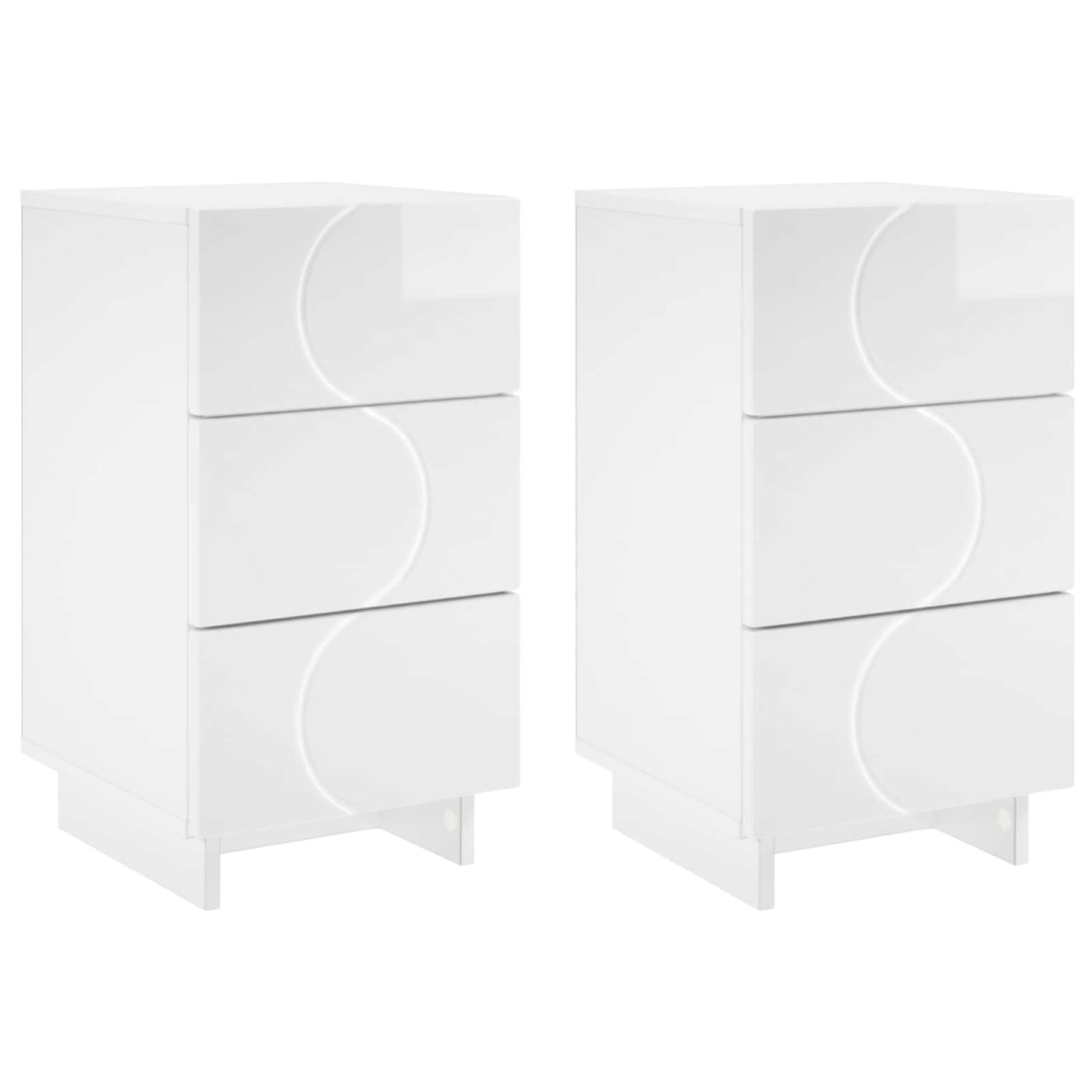 vidaXL Bedside Cabinet 2 pcs High Gloss White 33.5 x 34.5 x 60 cm