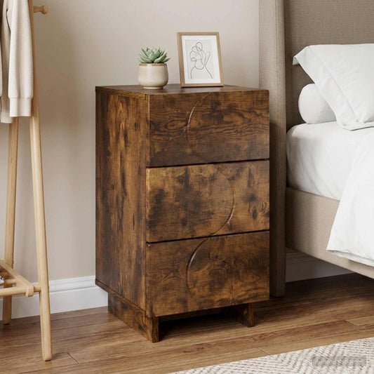 vidaXL Bedside Cabinet Smoked Oak 33.5 x 34.5 x 60 cm Engineered Wood