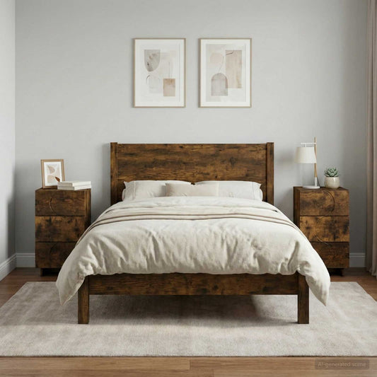 vidaXL Bedside Cabinet 2 pcs Smoked Oak 33.5 x 34.5 x 60 cm