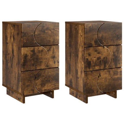 vidaXL Bedside Cabinet 2 pcs Smoked Oak 33.5 x 34.5 x 60 cm