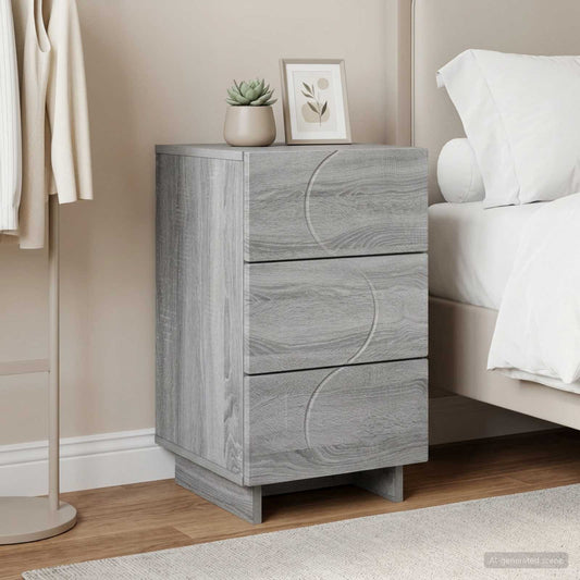 vidaXL Bedside Cabinet Grey Sonoma 33.5 x 34.5 x 60 cm Engineered Wood