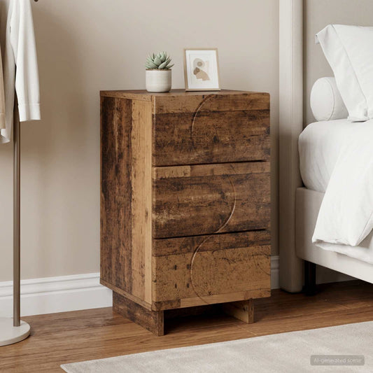 vidaXL Bedside Cabinet Old Wood 33.5 x 34.5 x 60 cm Engineered Wood