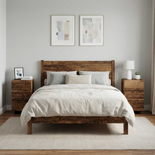 vidaXL Bedside Cabinet 2 pcs Old Wood 33.5 x 34.5 x 60 cm