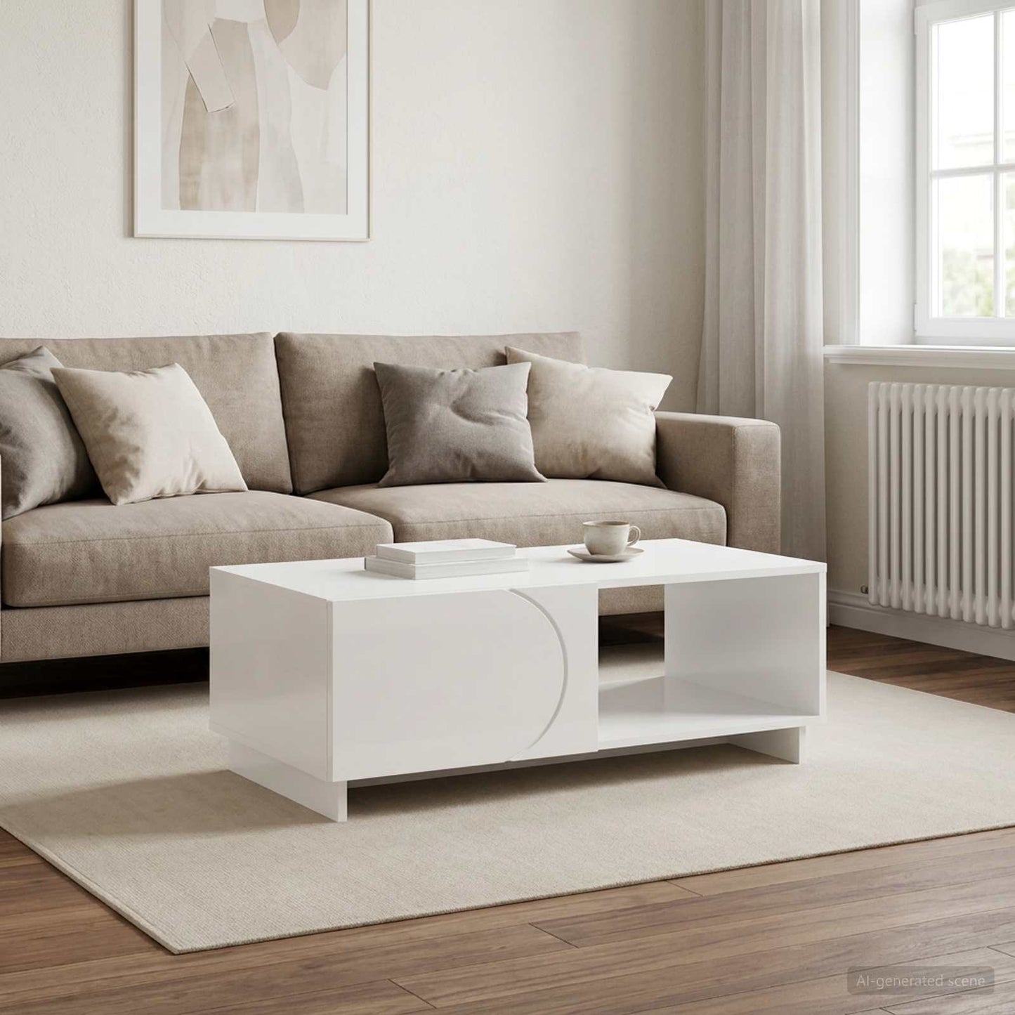 vidaXL Coffee Table High Gloss White 95 x 50.5 x 35 cm Engineered Wood