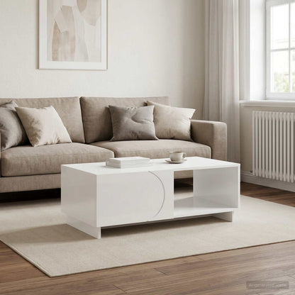 vidaXL Coffee Table High Gloss White 95 x 50.5 x 35 cm Engineered Wood