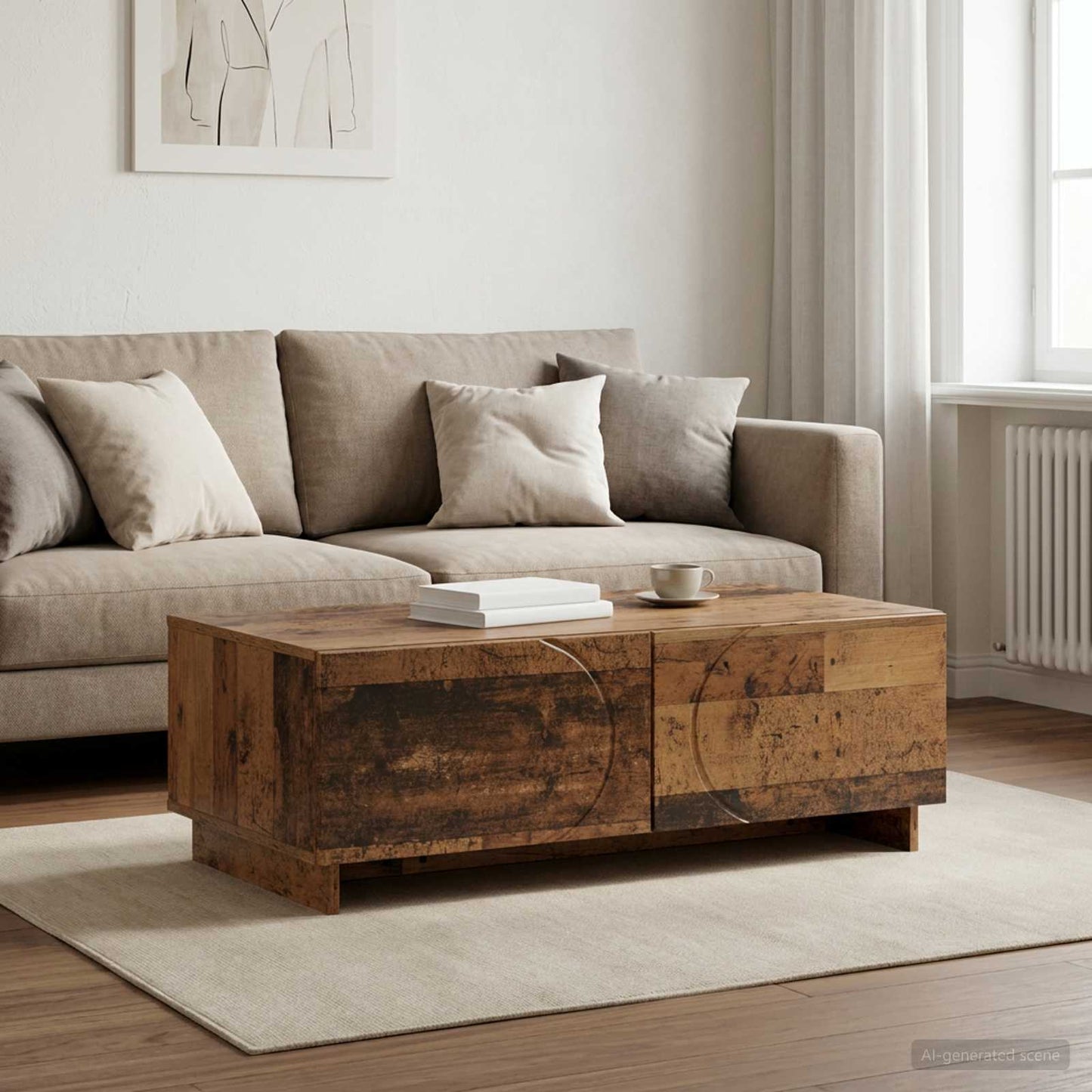 vidaXL Coffee Table Old Wood 102 x 50.5 x 35 cm Engineered Wood
