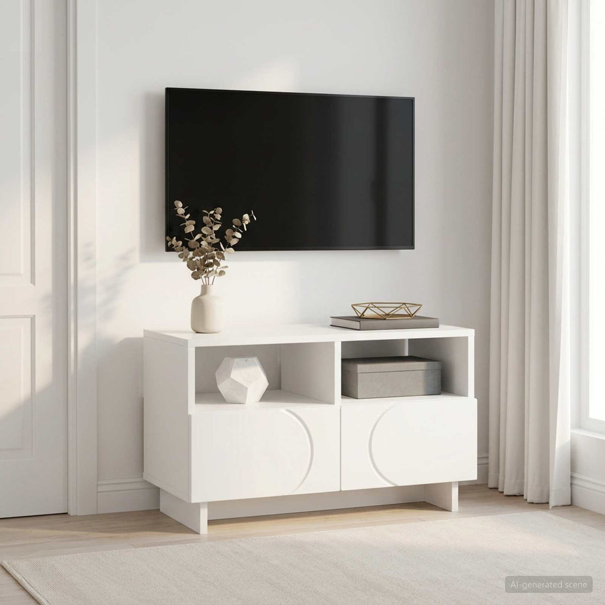 vidaXL TV Stand 60 x 34.5 x 40 cm White Engineered Wood
