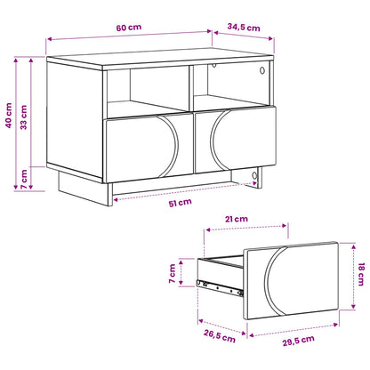 vidaXL TV Stand 60 x 34.5 x 40 cm White Engineered Wood