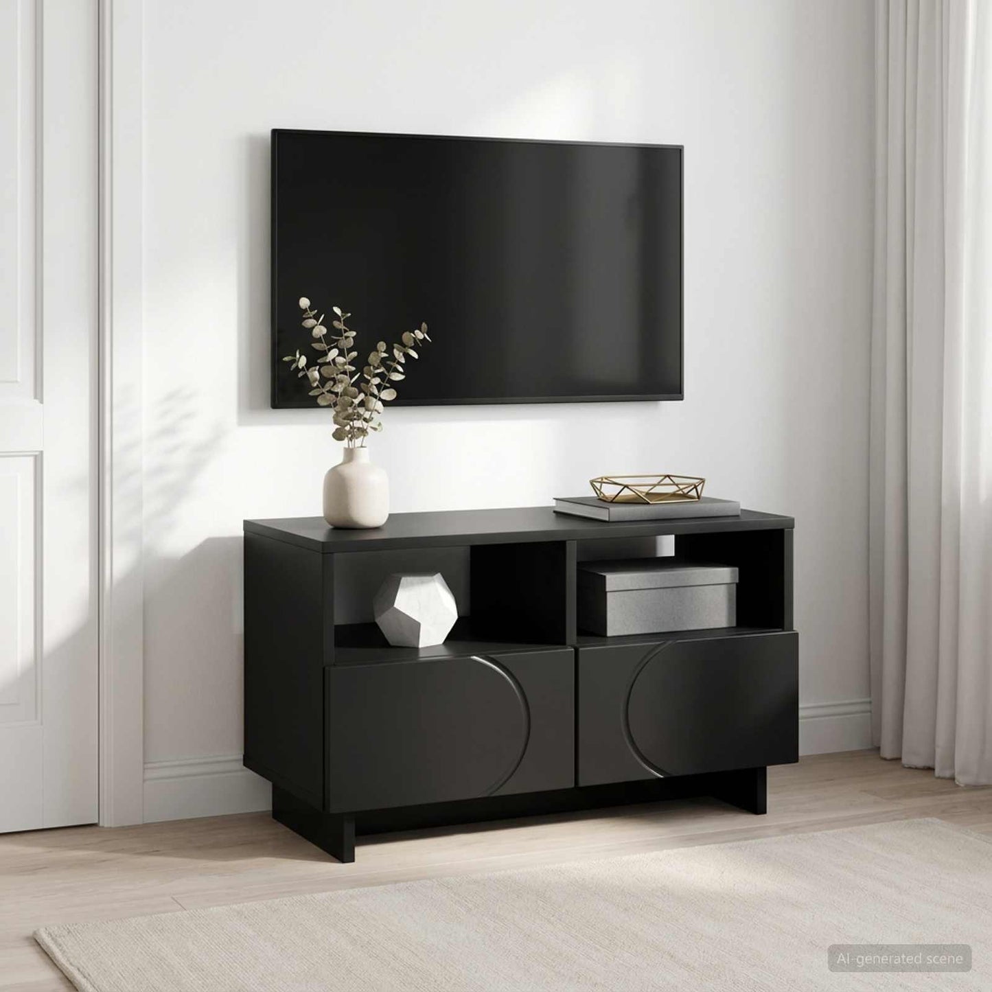 vidaXL TV Stand 60 x 34.5 x 40 cm Black Engineered Wood