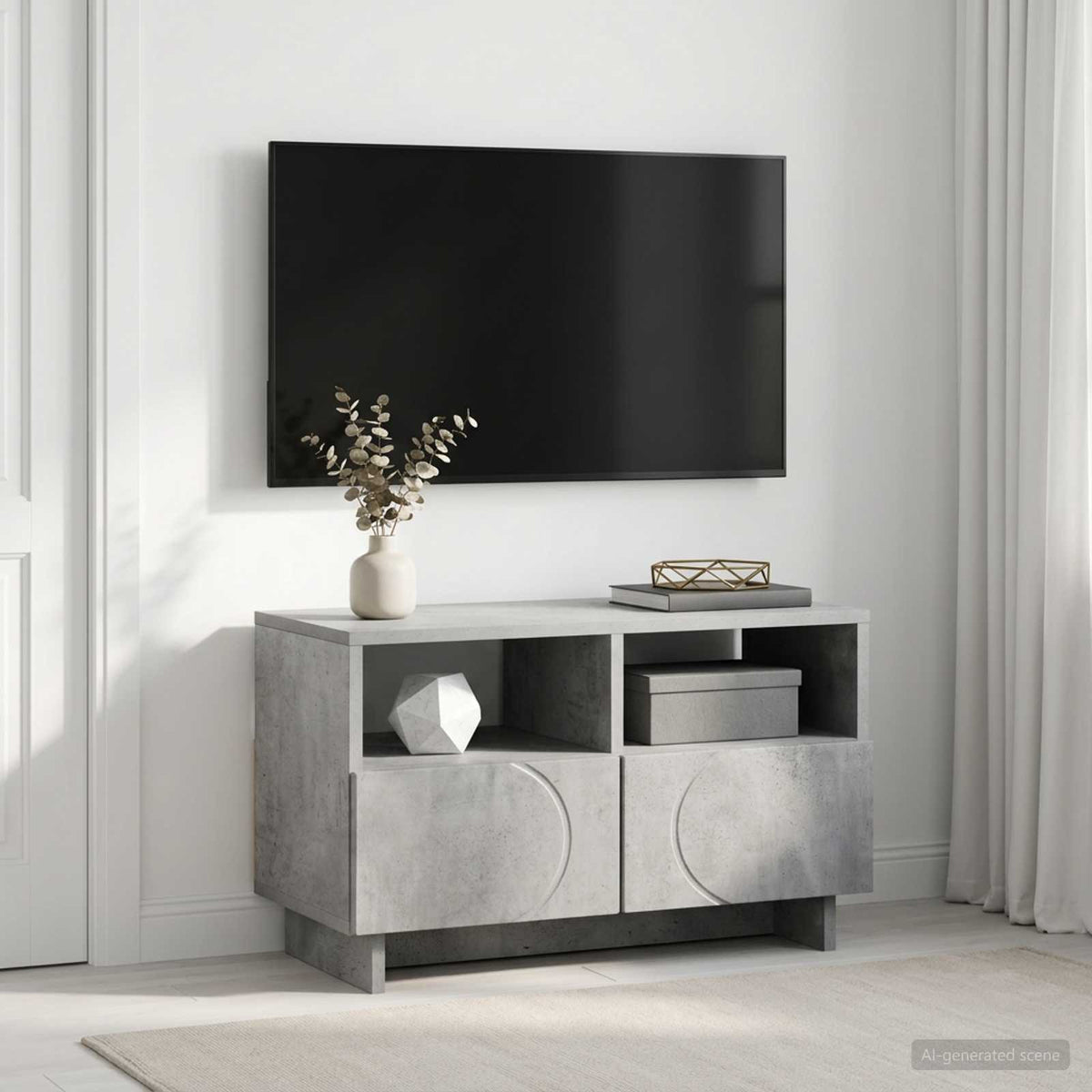 vidaXL TV Stand 60 x 34.5 x 40 cm Concrete Grey Engineered Wood