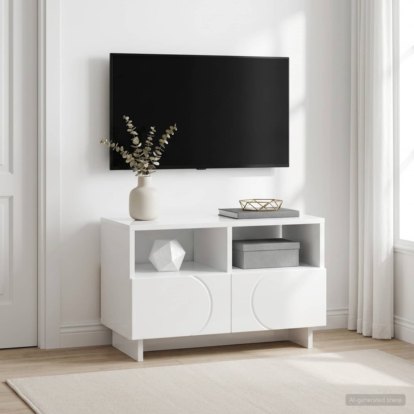 vidaXL TV Stand 60 x 34.5 x 40 cm High Gloss White Engineered Wood