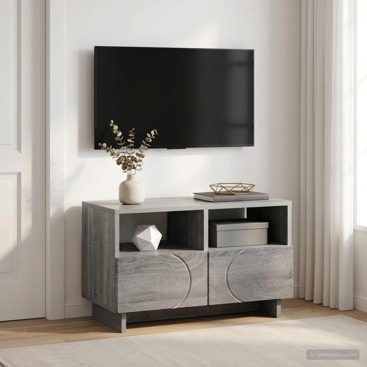 vidaXL TV Stand 60 x 34.5 x 40 cm Grey Sonoma Engineered Wood