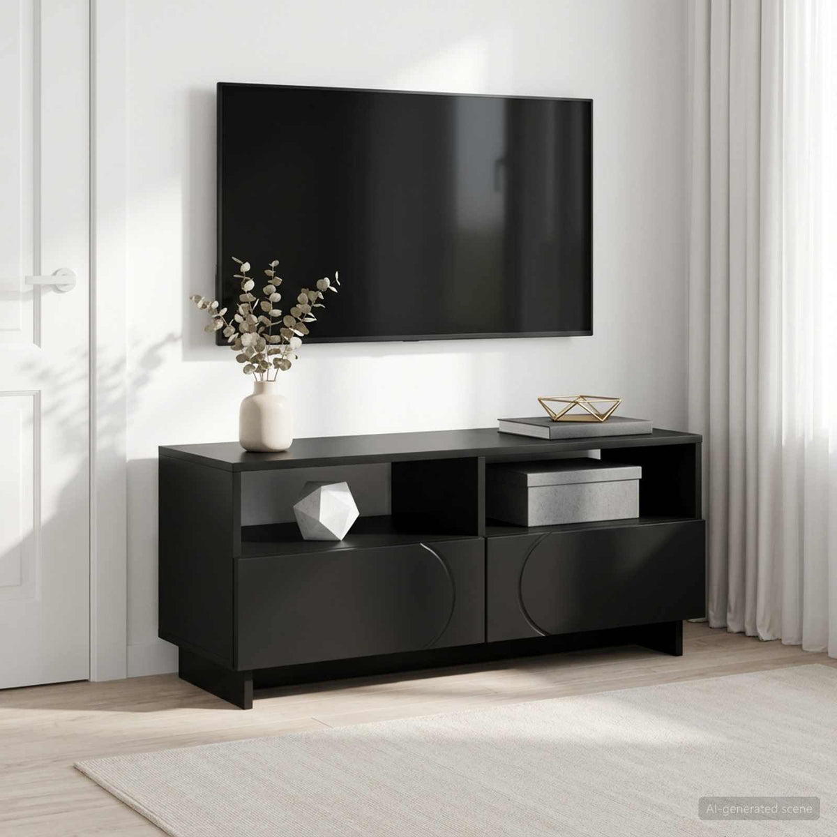 vidaXL TV Stand 90 x 34.5 x 40 cm Black Engineered Wood